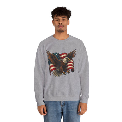 Patriotic Eagle Sweatshirt - Unisex Crewneck, USA Flag Apparel, Memorial Day, Veteran's Day, Independence Day, Gift for Patriots