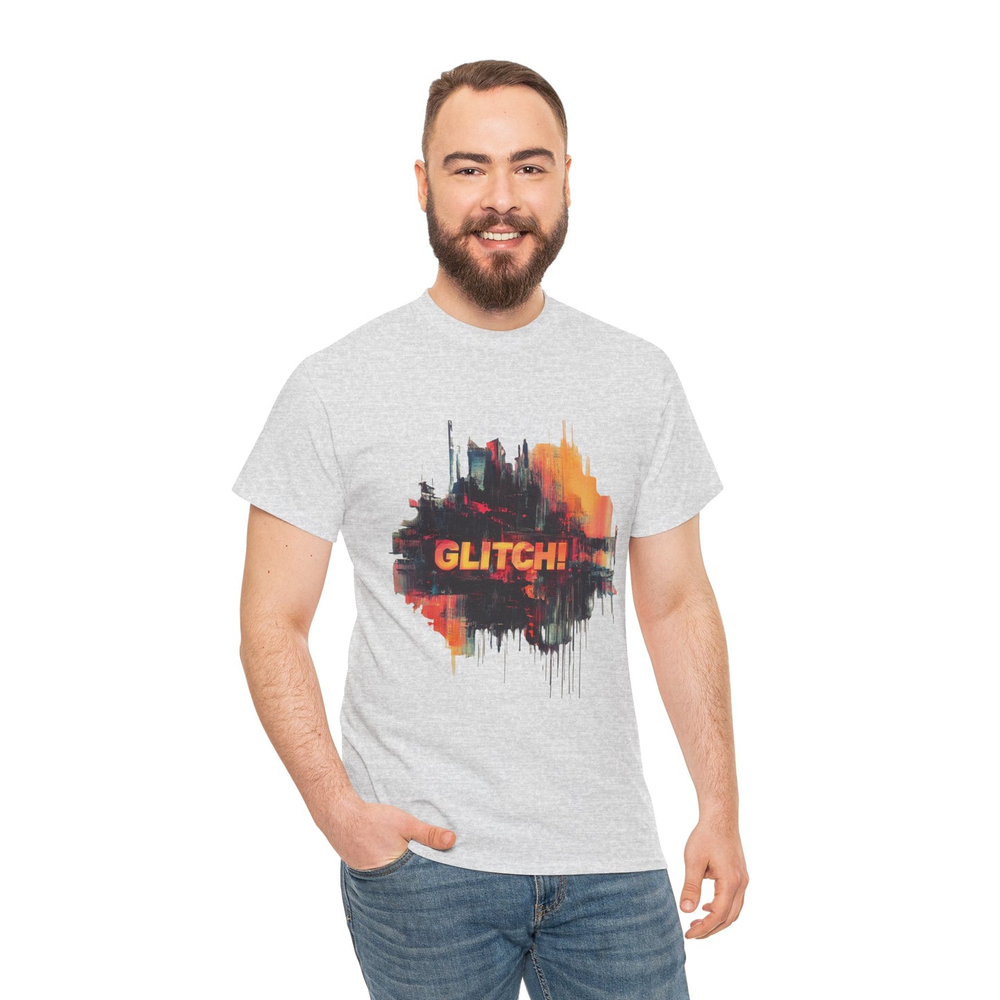 Glitch Art Unisex Heavy Cotton Tee, Trendy Graphic Top, Gift for Tech Lovers, Abstract Street Style Graphic Tee,Techcore Aesthetic Shirt