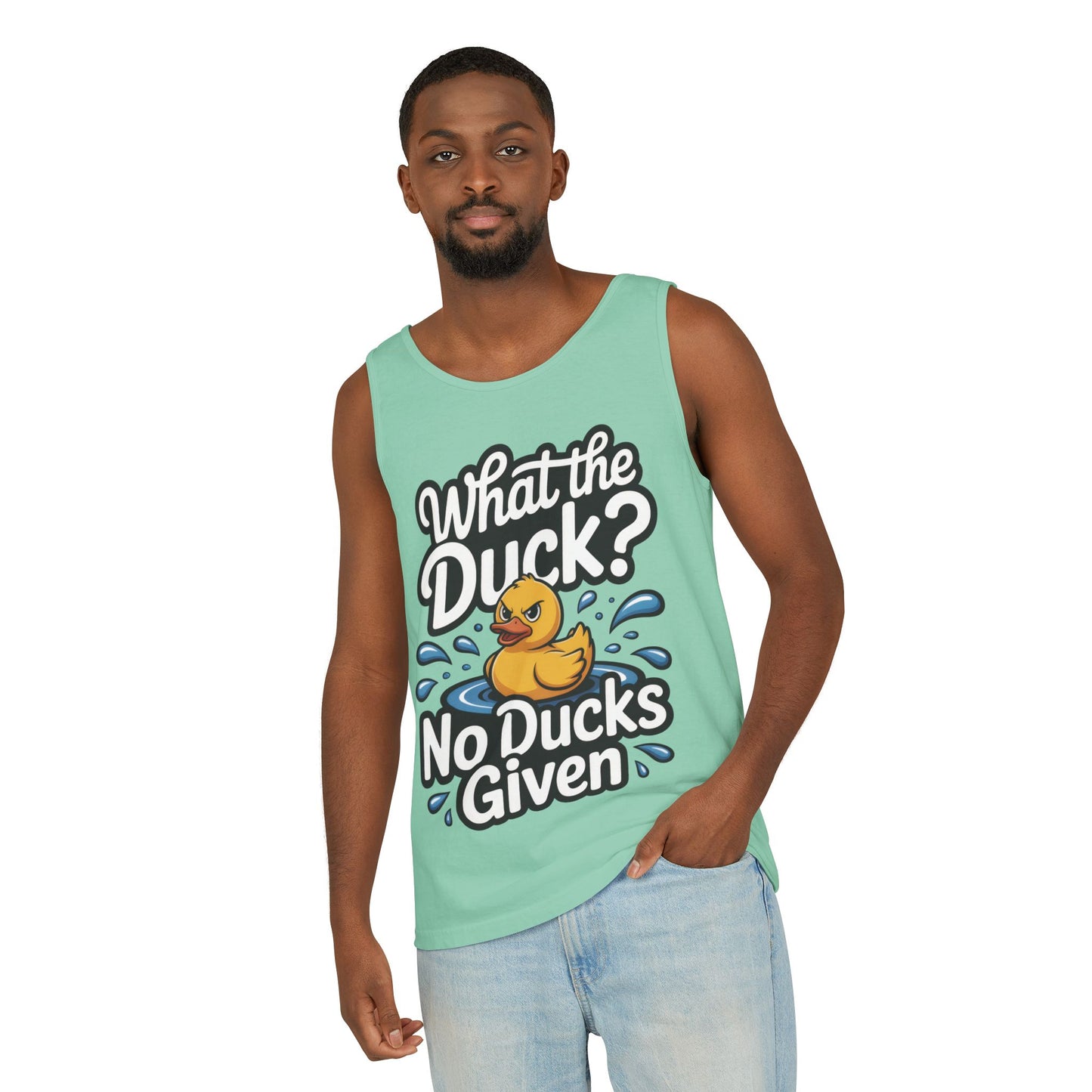 Funny Duck Tank Top for Summer - No Ducks Given Tee - What The Duck Mens T-Shirt - Sarcastic Rubber Duck Graphic, Humor Gift For Him