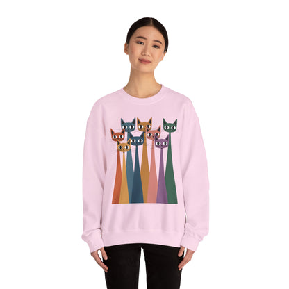 Colorful Cat Sweatshirt, Cozy Crewneck, Cat Lover Gift, Unisex Sweatshirt, Cute Animal Apparel, Fun Gift for Cat Owners