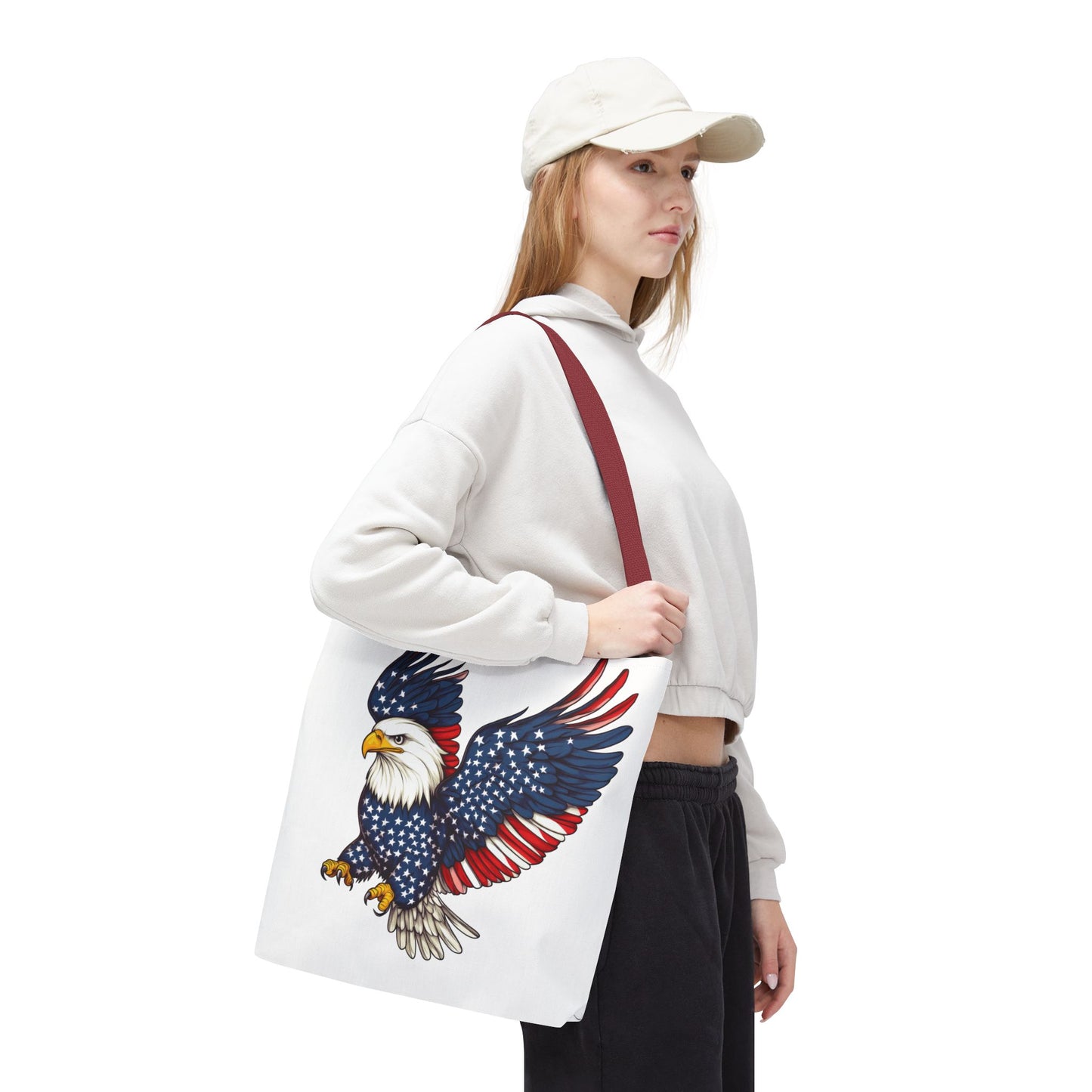 Patriotic Eagle Tote Bag, AOP, Perfect for July 4th, Festivals, Eco-Friendly Shopping, Gift for Nature Lovers, large canvas bag, beach bag