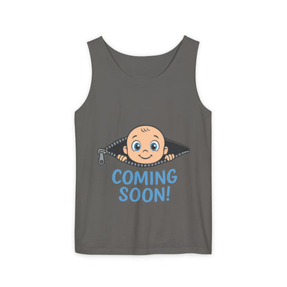 Coming Soon Maternity Tank Top, Cute Baby Boy Pregnancy Announcement Tee, Funny Expecting Mom Gift, Gender Reveal Tee, Baby Shower Top