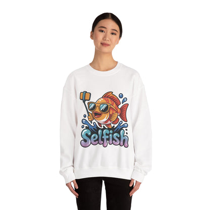 Selfish Womens Sweatshirt, Funny Selfie Pullover, Cute Ocean Pun Sweater, Playful Sea Life Gift, Fun Gift for Fish Lovers, Fishing Apparel