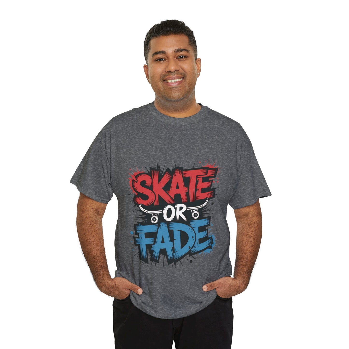 Skate Or Fade Men's T-Shirt, Graffiti Skateboarding Graphic Tee, Urban Streetwear Skater Top