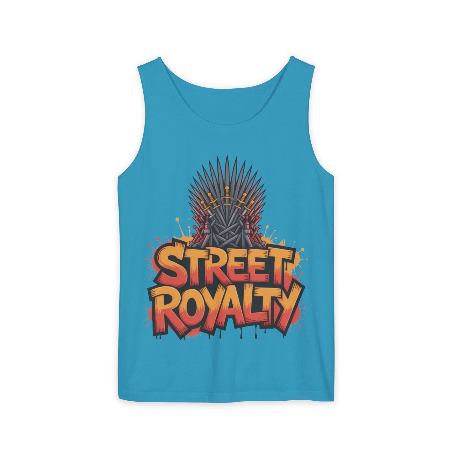Street Royalty Men's Tank Top, Graffiti Crown Graphic Muscle Shirt, Urban Streetwear Sleeveless Skate Style