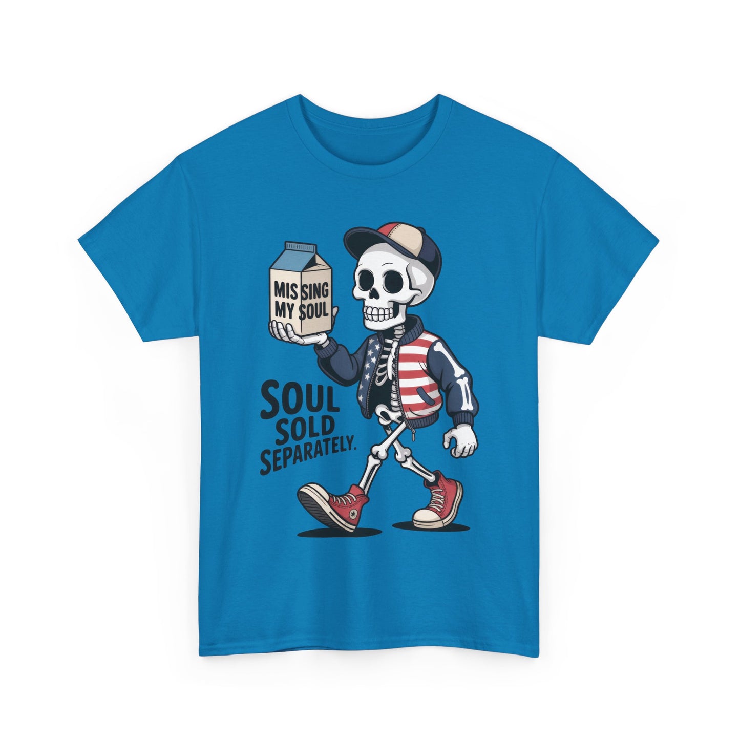Funny Skeleton T-Shirt Soul Sold Separately Graphic Tee, Missing Soul Cartoon Shirt, Gothic Streetwear, Halloween Gift Tee
