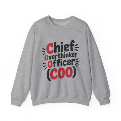 Chief Overthinker Officer Women's Sweatshirt, COO Funny Office Humor Graphic Pullover, Women's Heavy Blend™ Crewneck Sweatshirt