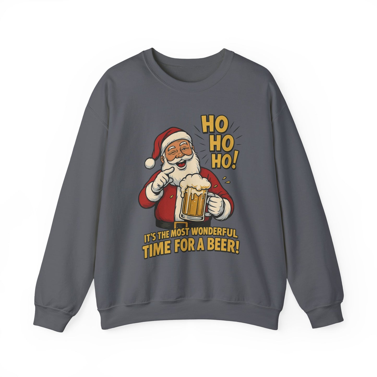 Funny Santa Beer Christmas Sweatshirt, Men's Holiday Pullover, Men's Heavy Blend™ Crewneck Sweatshirt