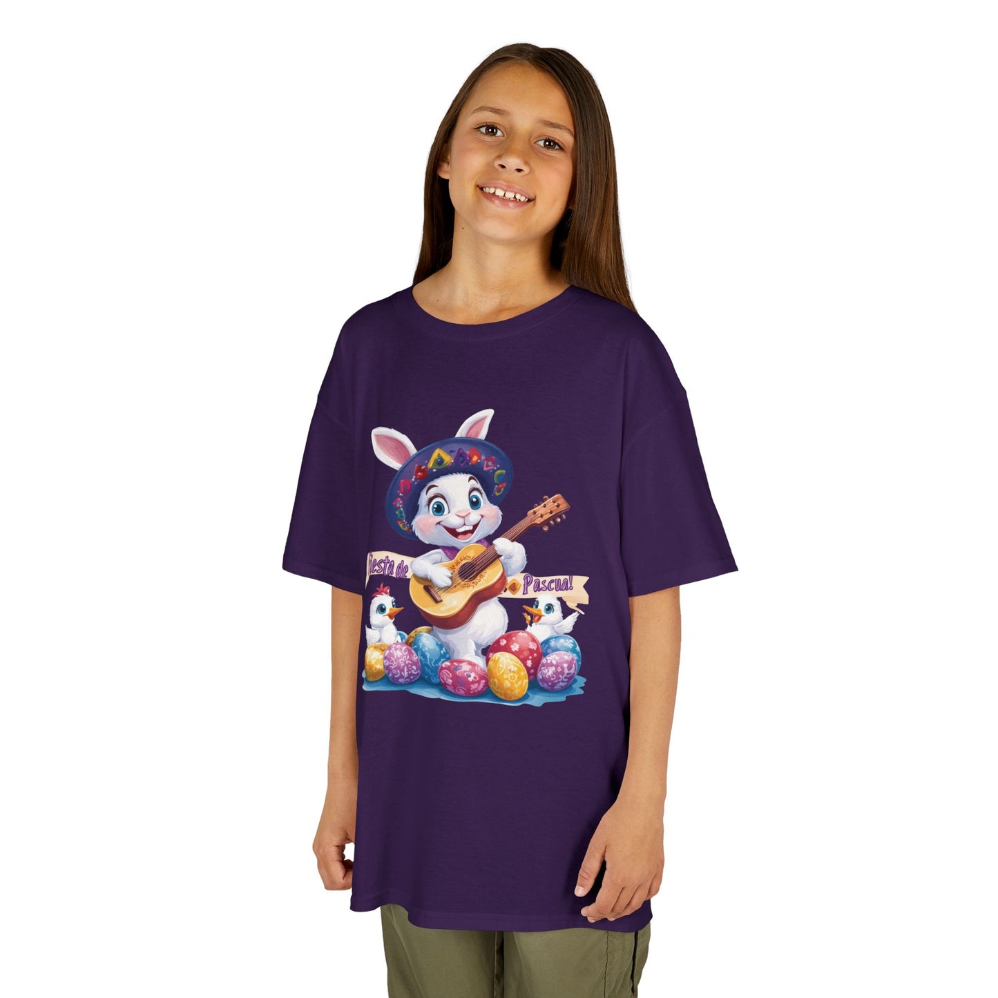 Mexican Easter Bunny Kids T-Shirt - Fiesta de Pascua Shirt with Guitar, Fun Spring Festival Tee, Colorful Holiday Gift for Children