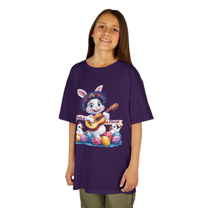Mexican Easter Bunny Kids T-Shirt - Fiesta de Pascua Shirt with Guitar, Fun Spring Festival Tee, Colorful Holiday Gift for Children