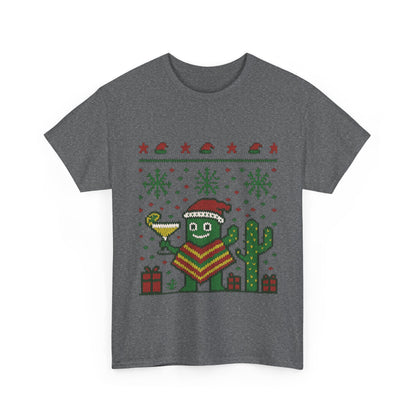 Festive Cactus Christmas Shirt, Funny Holiday Santa Hat Tee for Women, Women's Funny Xmas Shirt