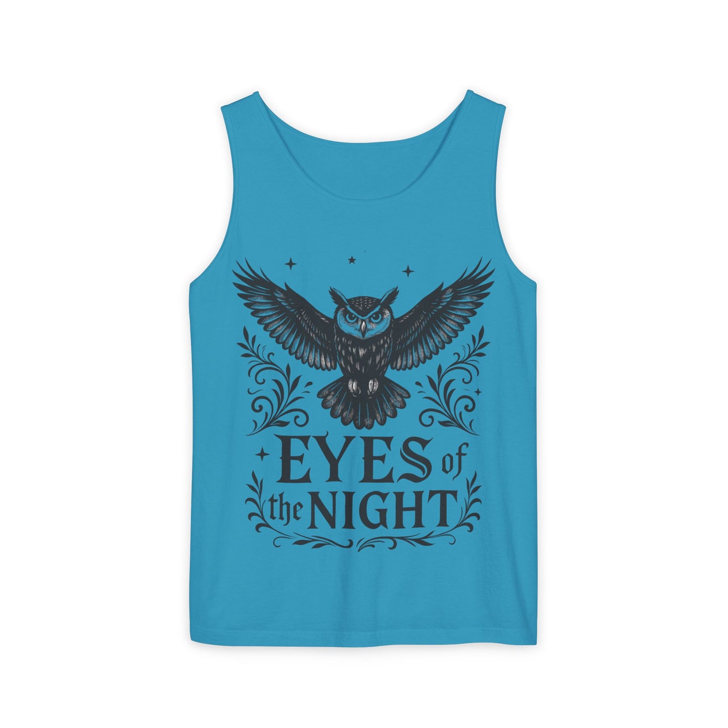Eyes of the Night Owl Tank Top, Mens Summer Wear, Boho Aesthetic, Festival Outfit, Nature Lover Gift, Halloween Apparel
