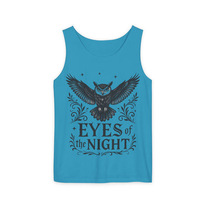 Eyes of the Night Owl Tank Top, Mens Summer Wear, Boho Aesthetic, Festival Outfit, Nature Lover Gift, Halloween Apparel