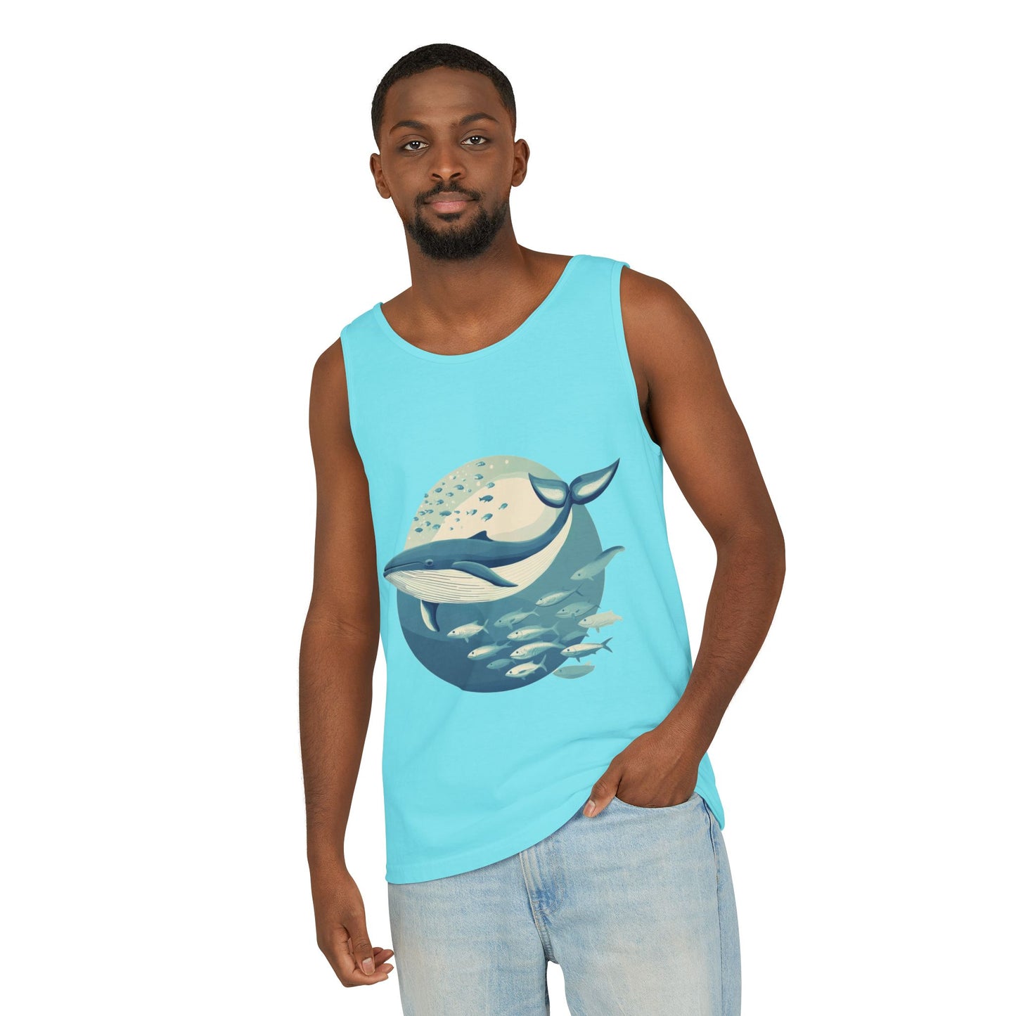 Ocean-Inspired Unisex Tank Top, Whale Design Shirt, Summer Casual Wear, Beach Vibes Gift, Eco-Friendly Fashion