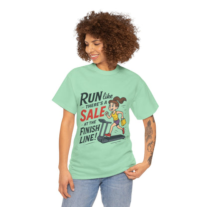 Motivational Fitness Tee, Workout Shirt, Funny Exercise Gym Top, Funny Shopping Tee, Treadmill Runner Shirt for Her,  run for sale tee