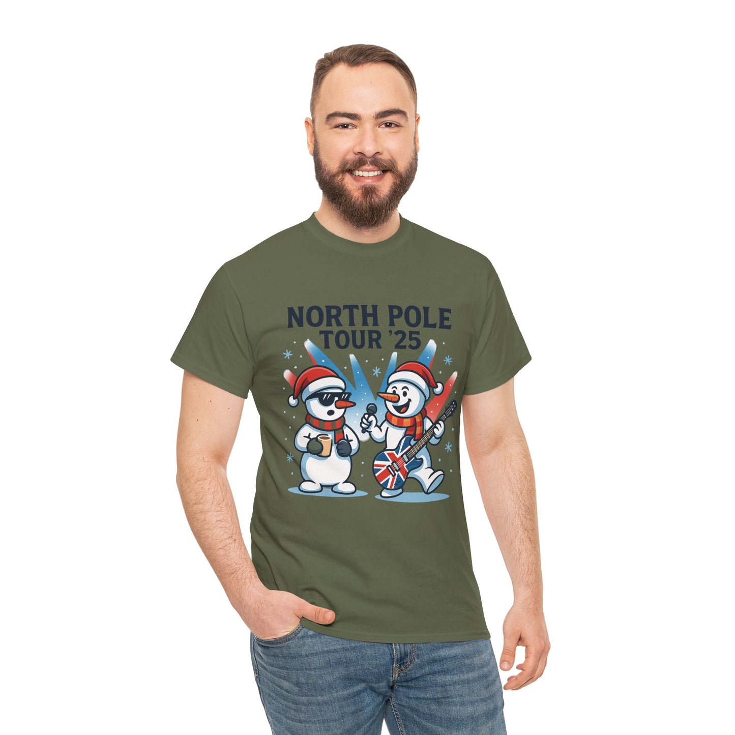 North Pole Tour 25 Men's Christmas T-Shirt, Funny Rock Music Holiday Tee