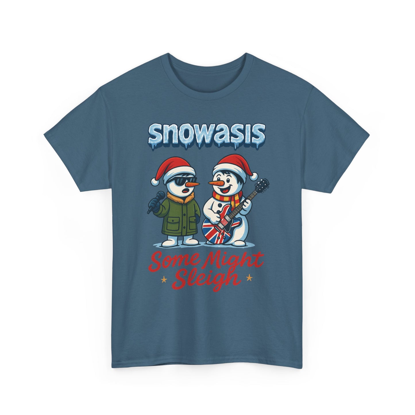 Funny Snowman Band Men's Christmas T-Shirt, Snowasis Some Might Sleigh Tee