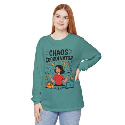 Chaos Coordinator Women's Long Sleeve, Mom Life Graphic Long Sleeve, Gift for Busy Moms, Multitasking Mom Gift, Cute Mother's Day Gift