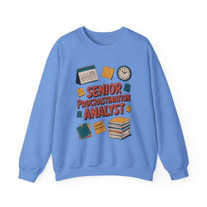 Senior Procrastination Analyst Sweatshirt, Gift for Graduates, Office Humor Apparel, Meme Sweatshirt, Casual Wear, Motivation Humor Apparel