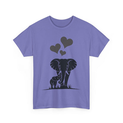 Elephant Mom and Baby T-Shirt, Elephant Love Cotton Tee, Cute Animal Shirt, Animal Lover Gift, Cute Minimalist Elephant Design