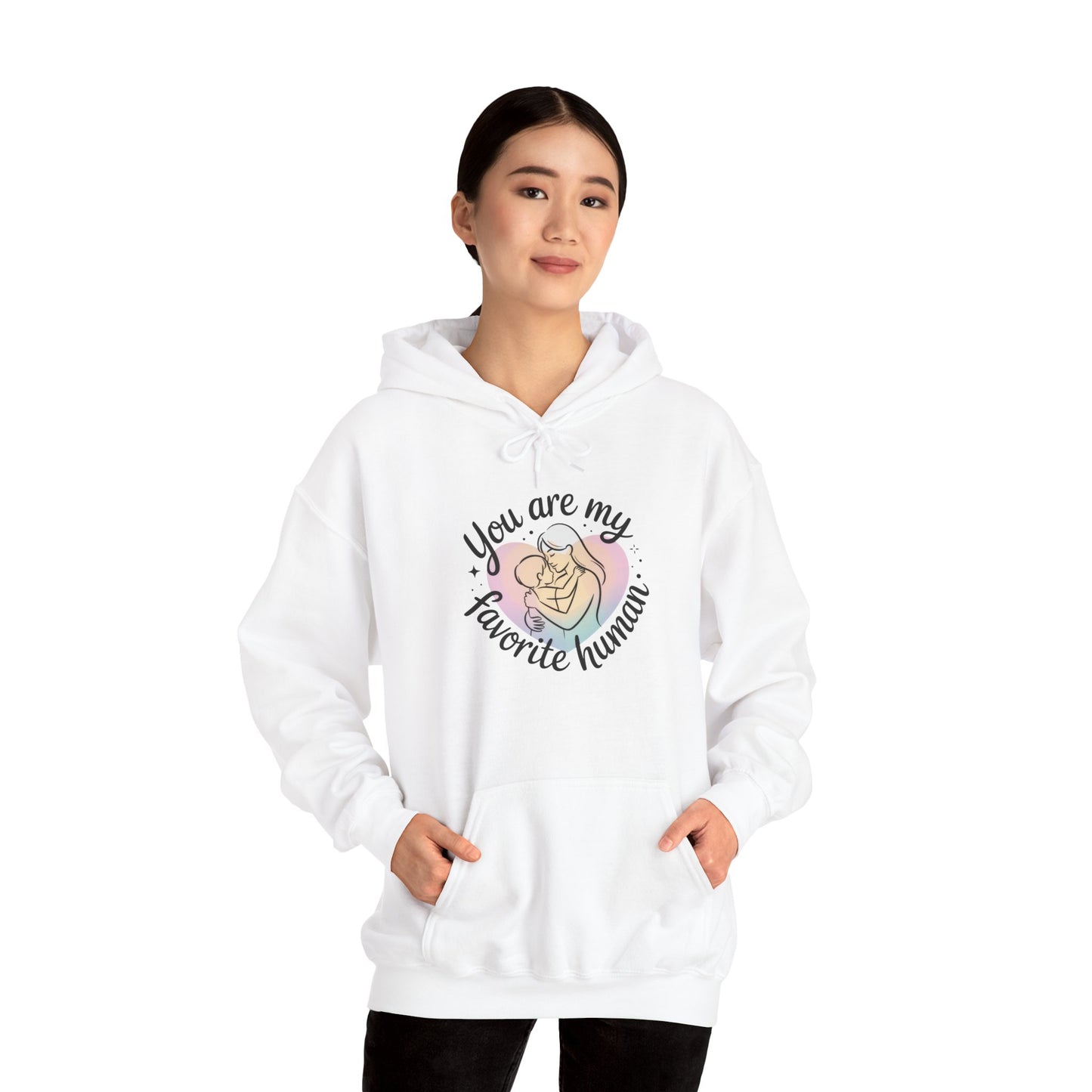 You Are My Favorite Human Hoodie, Cute Mom and Baby Pastel Design, Mothers Day Hooded Sweatshirt Gift
