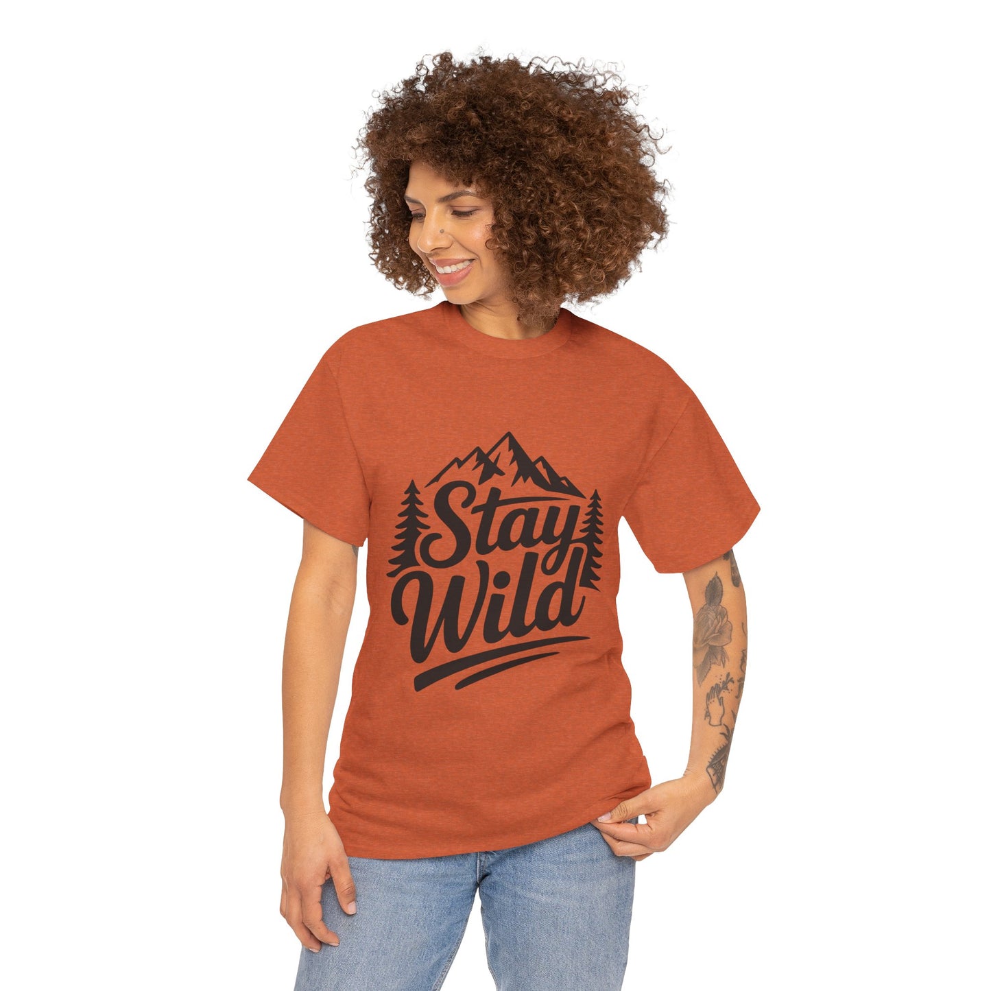 Stay Wild Adventure Tee, Unisex Heavy Cotton Tee for Nature Lovers, Camping, Hiking, Gifts for Outdoorsy Friends, Nature Graphic Tee