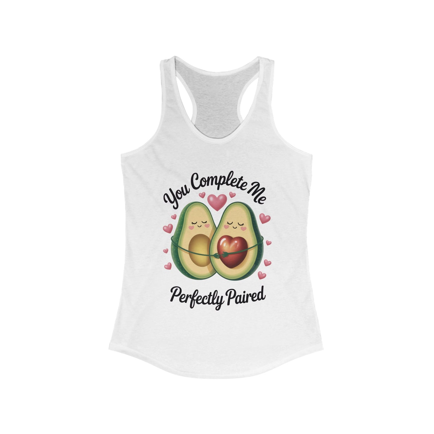 Cute Avocado Love Racerback Tank, Funny Summer Shirt, Perfect Gift for Her, Valentines Day Outfit, Trendy Casual Top, Fun and Flirty