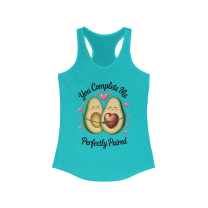 Cute Avocado Love Racerback Tank, Funny Summer Shirt, Perfect Gift for Her, Valentines Day Outfit, Trendy Casual Top, Fun and Flirty
