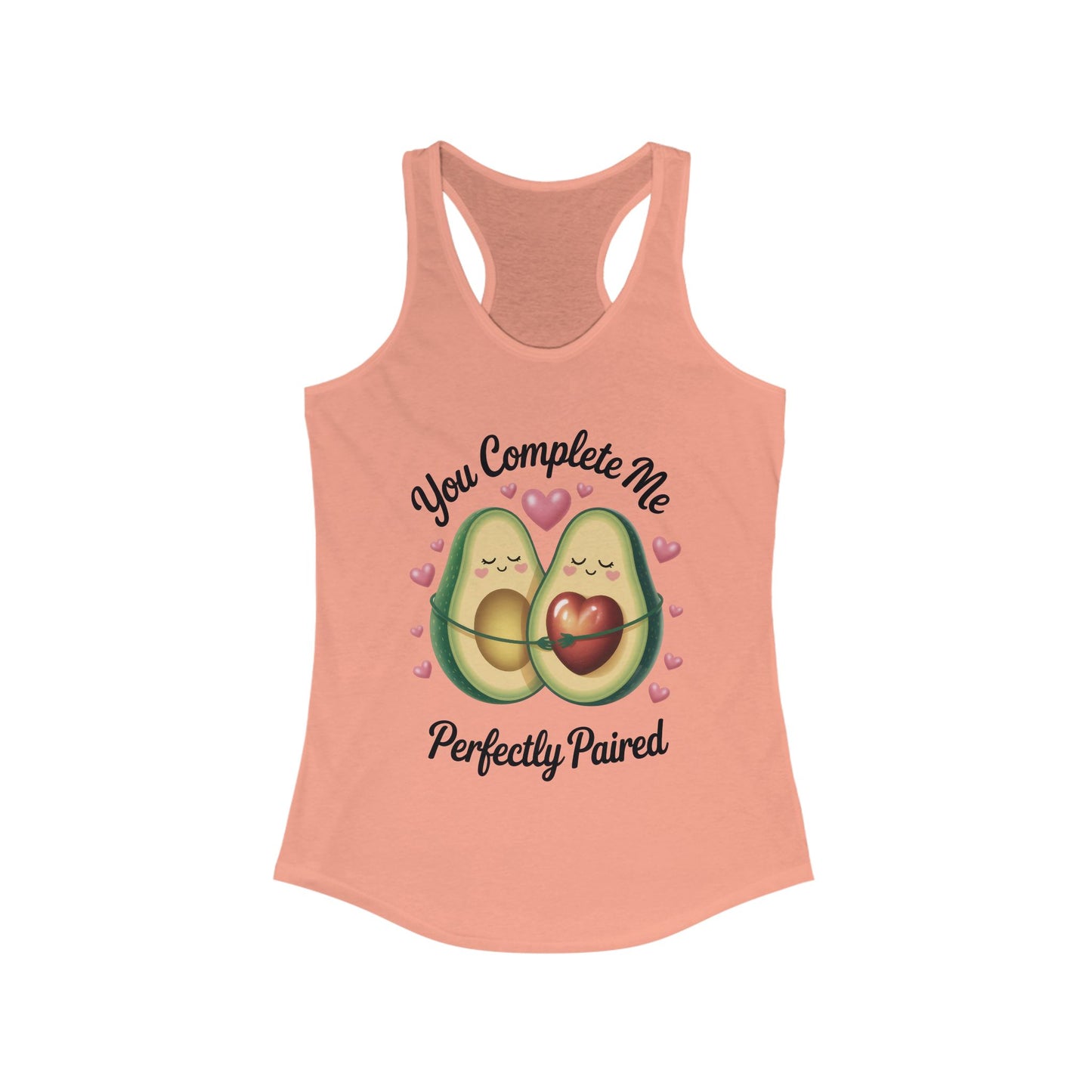 Cute Avocado Love Racerback Tank, Funny Summer Shirt, Perfect Gift for Her, Valentines Day Outfit, Trendy Casual Top, Fun and Flirty