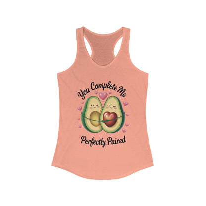 Cute Avocado Love Racerback Tank, Funny Summer Shirt, Perfect Gift for Her, Valentines Day Outfit, Trendy Casual Top, Fun and Flirty