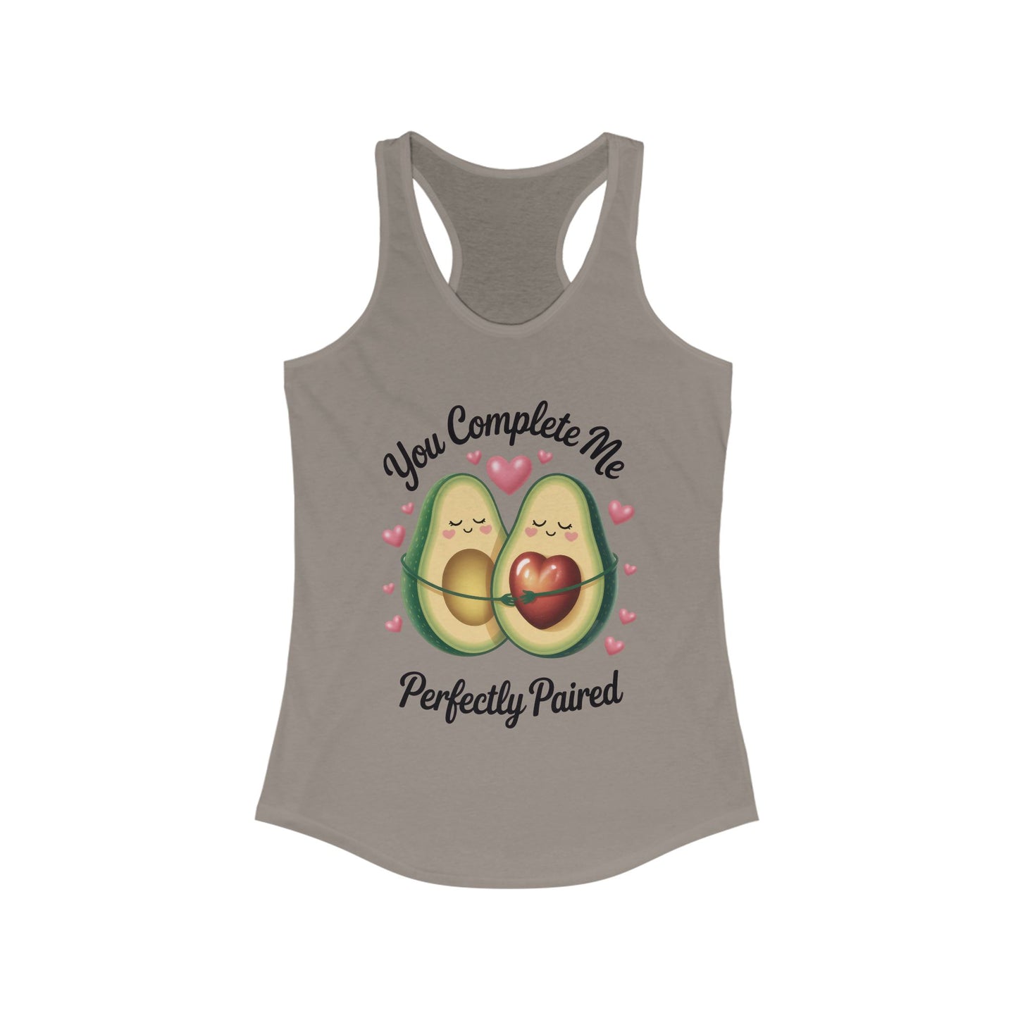 Cute Avocado Love Racerback Tank, Funny Summer Shirt, Perfect Gift for Her, Valentines Day Outfit, Trendy Casual Top, Fun and Flirty