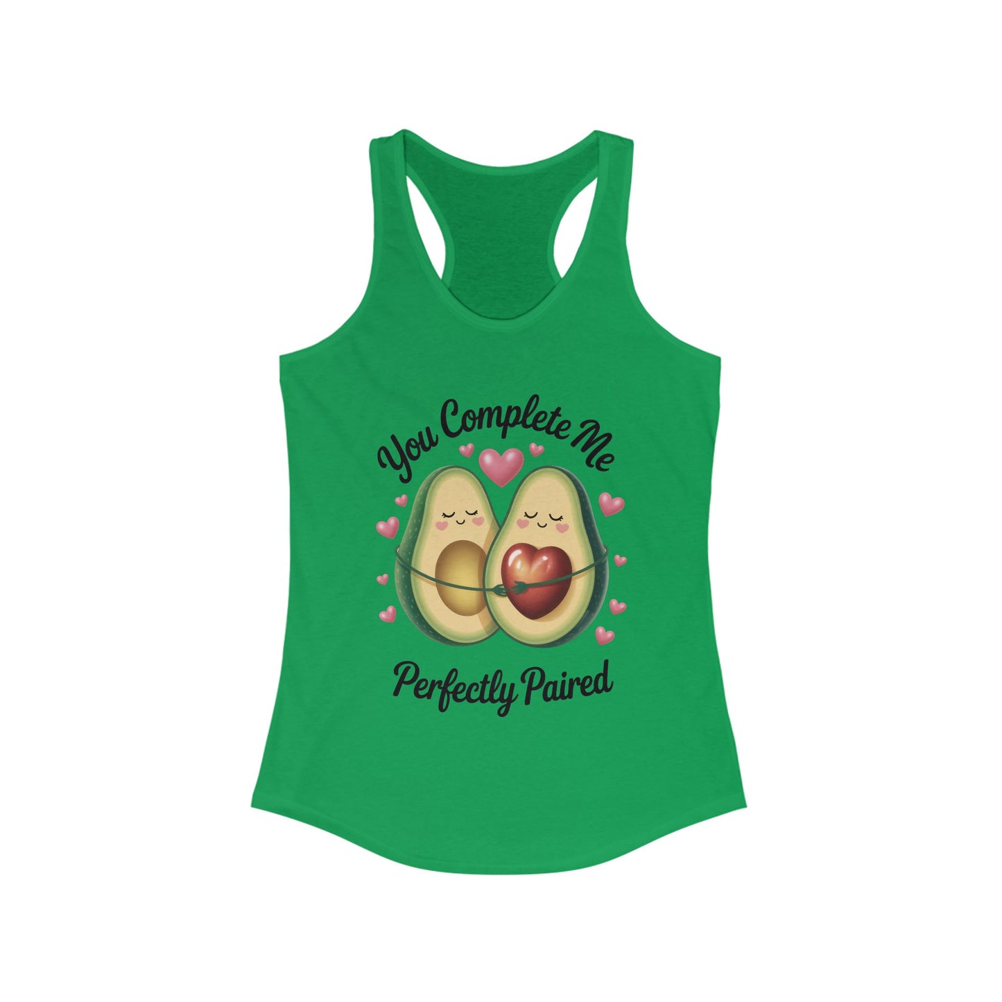 Cute Avocado Love Racerback Tank, Funny Summer Shirt, Perfect Gift for Her, Valentines Day Outfit, Trendy Casual Top, Fun and Flirty