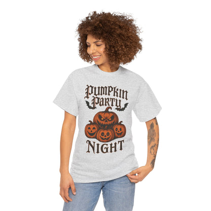 Pumpkin Party Night Shirt, Women's Halloween Gothic Pumpkin T-Shirt, Spooky Jack O Lantern Party Tee, Cute Scary Fall Shirt