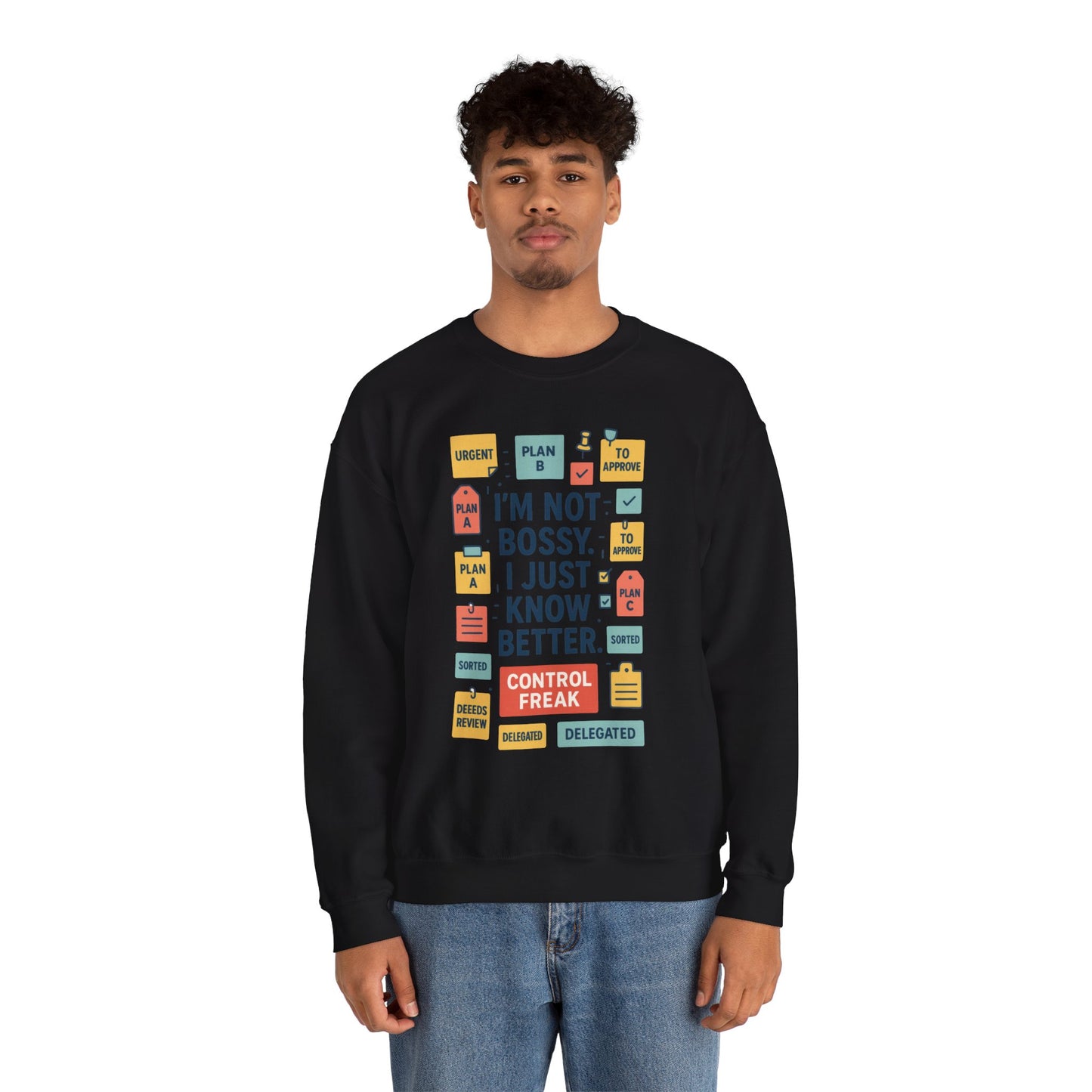 Funny Mens Control Freak Sweatshirt, Sarcastic Crewneck Gift for Him, Perfect Gift for Bossy Friends