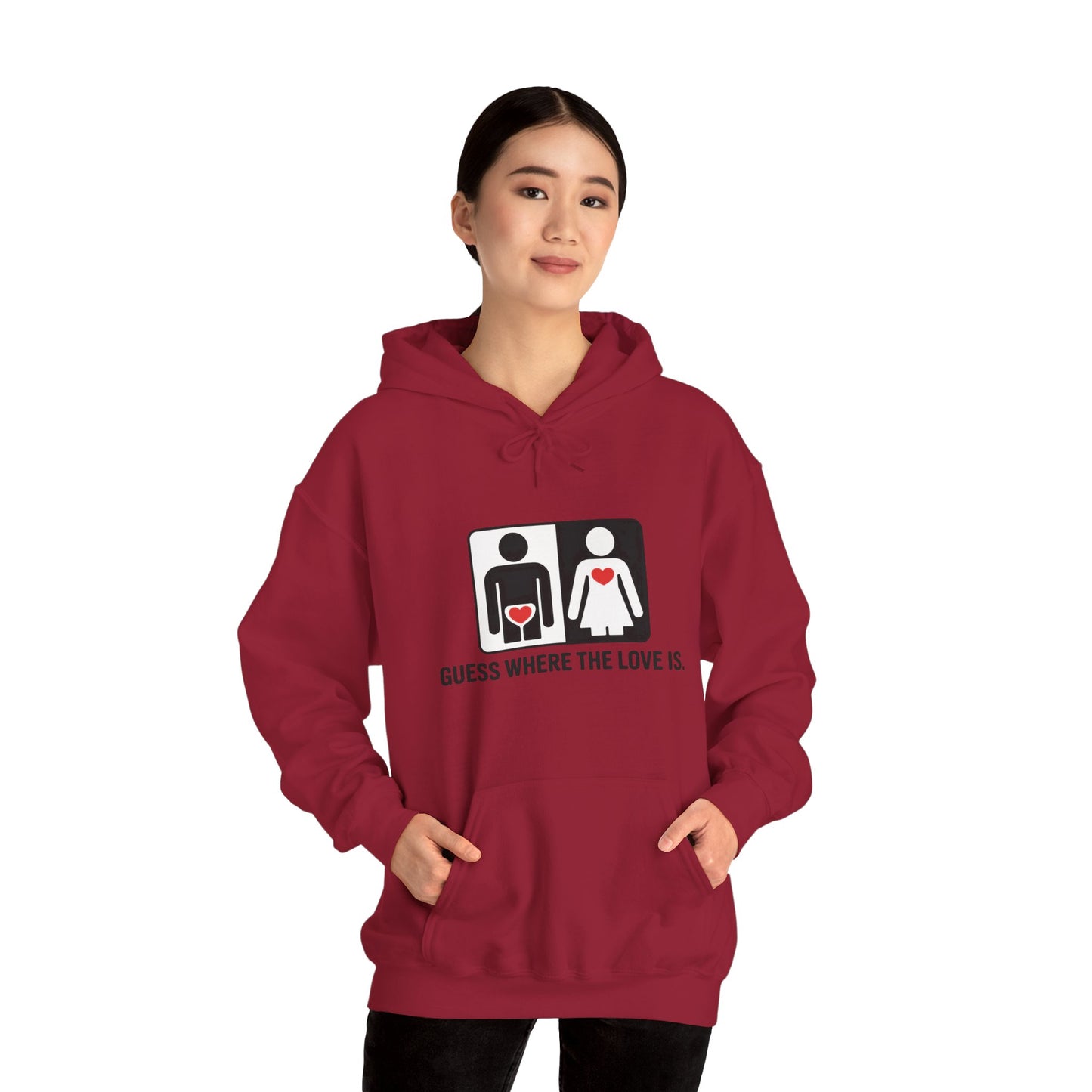 Guess Where the Love Is Hoodie, Cute Couples Hoodie, Valentines Day Gift, Matching Outfits, Witty Relationship Hoodie,  Love Joke Graphic