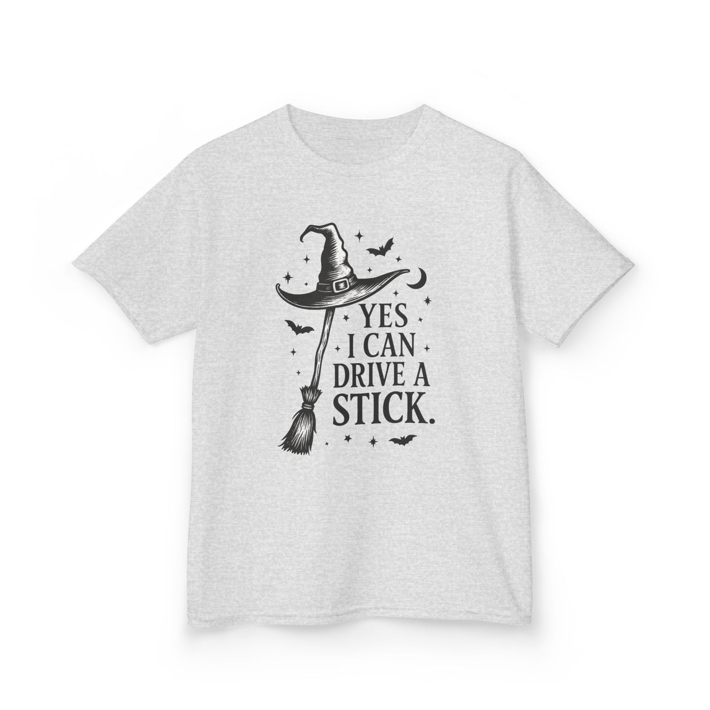Yes I Can Drive a Stick Girls Witch T-Shirt, Cute Halloween Shirt for Kids, Girls Halloween Tee