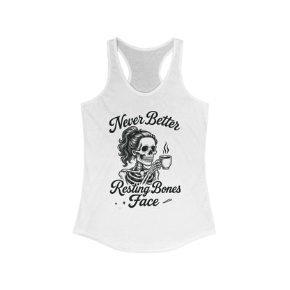 Skull Coffee Tank Top, Women's Racerback, Summer Workout Wear, Halloween Gift, Casual Graphic Tee, Self-Care Fashion