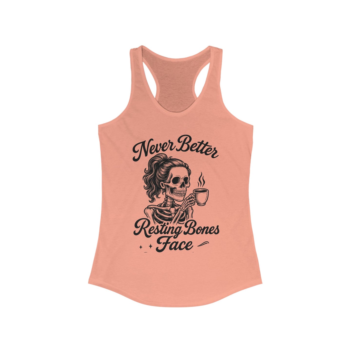Skull Coffee Tank Top, Women's Racerback, Summer Workout Wear, Halloween Gift, Casual Graphic Tee, Self-Care Fashion
