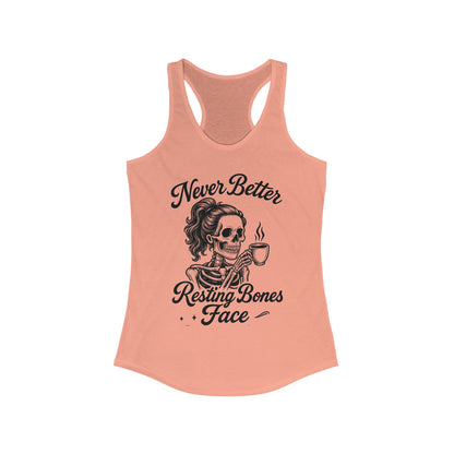 Skull Coffee Tank Top, Women's Racerback, Summer Workout Wear, Halloween Gift, Casual Graphic Tee, Self-Care Fashion