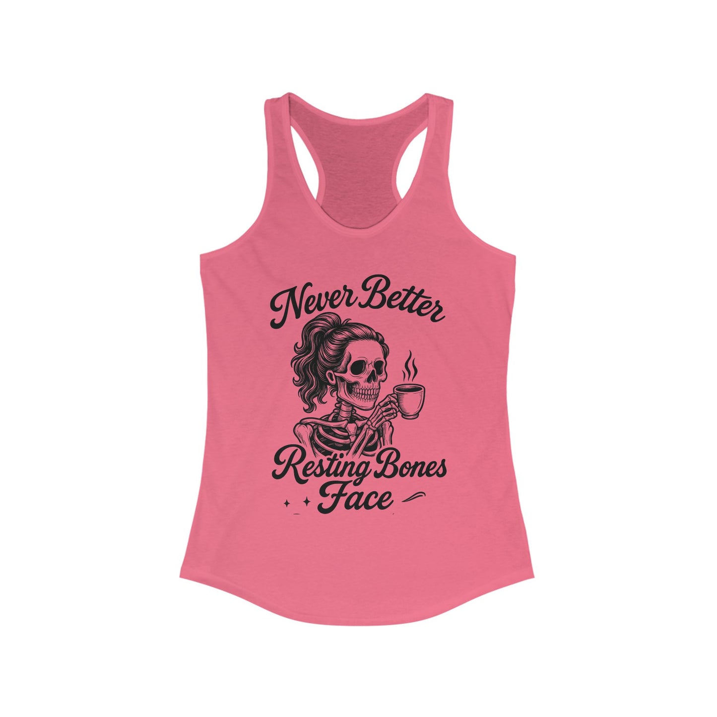 Skull Coffee Tank Top, Women's Racerback, Summer Workout Wear, Halloween Gift, Casual Graphic Tee, Self-Care Fashion