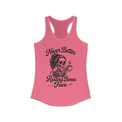 Skull Coffee Tank Top, Women's Racerback, Summer Workout Wear, Halloween Gift, Casual Graphic Tee, Self-Care Fashion