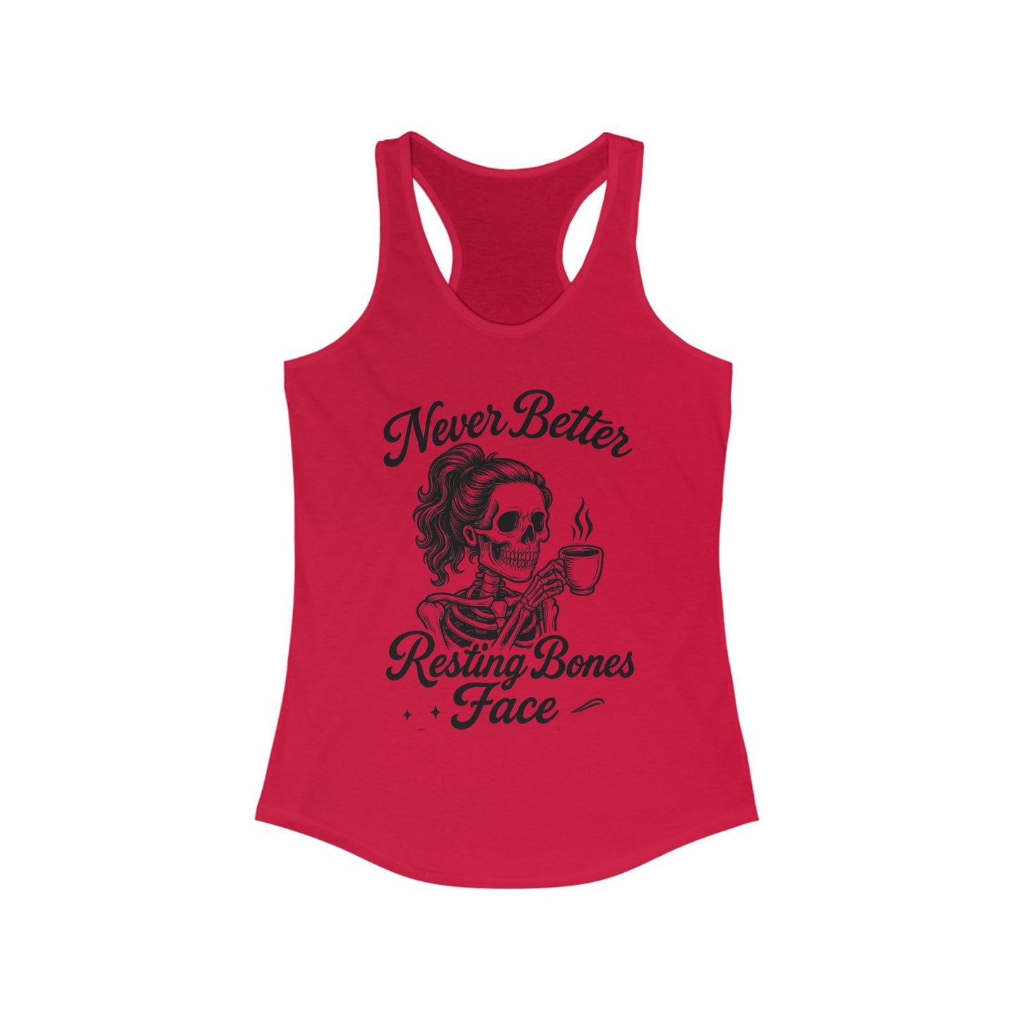 Skull Coffee Tank Top, Women's Racerback, Summer Workout Wear, Halloween Gift, Casual Graphic Tee, Self-Care Fashion