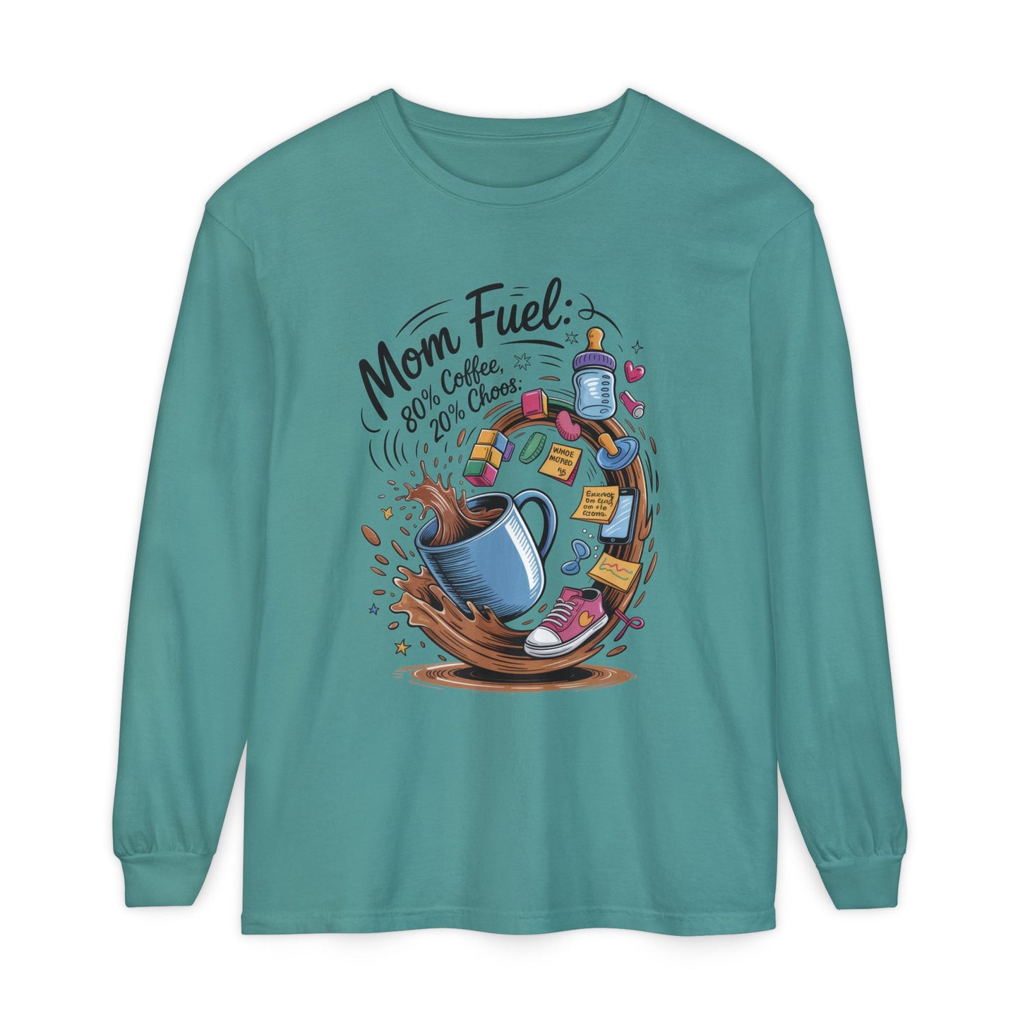 Mom Fuel Long Sleeve T-Shirt, Coffee Lovers Gift, Mother's Day Apparel, Cute Mom Shirt, Coffee Lover Mom Life Top, Coffee Lover's Tee