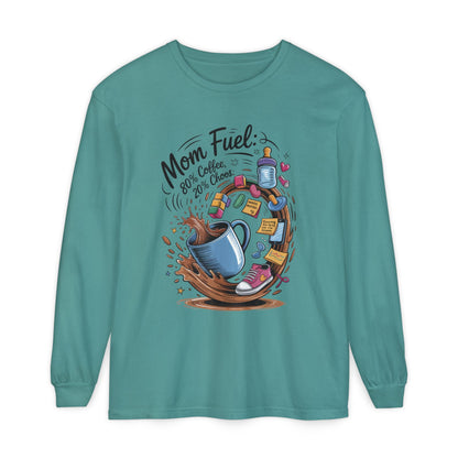 Mom Fuel Long Sleeve T-Shirt, Coffee Lovers Gift, Mother's Day Apparel, Cute Mom Shirt, Coffee Lover Mom Life Top, Coffee Lover's Tee
