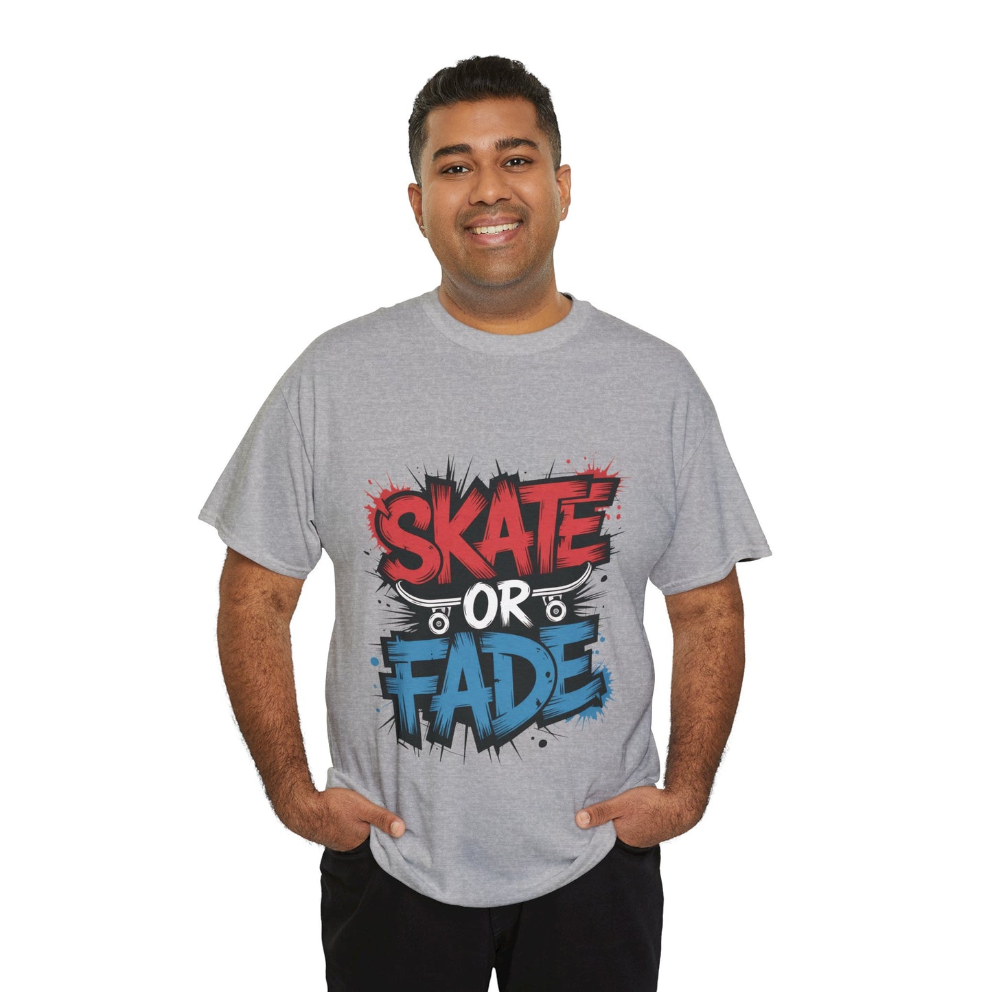 Skate Or Fade Men's T-Shirt, Graffiti Skateboarding Graphic Tee, Urban Streetwear Skater Top