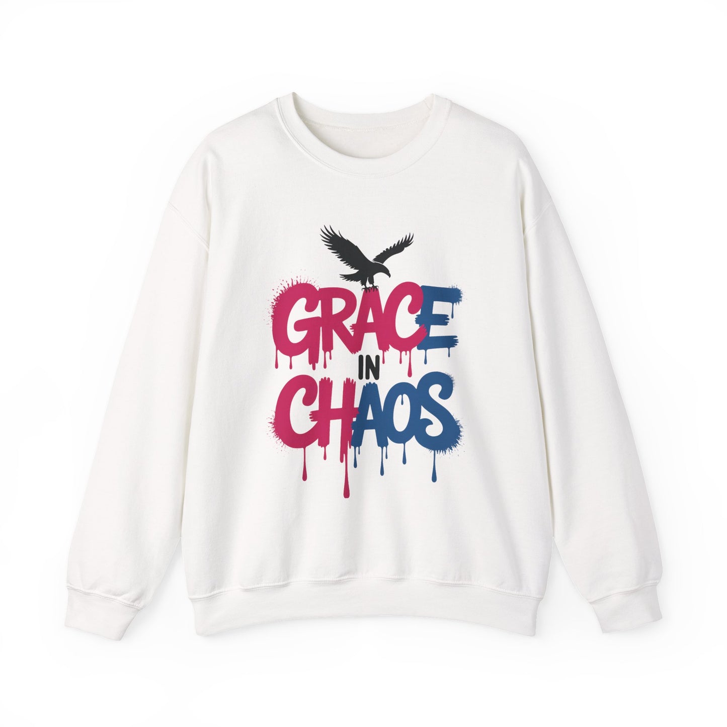 Women's Sweatshirt Grace in Chaos, Graffiti Dripping Street Art Pullover, Bold Urban Graphic