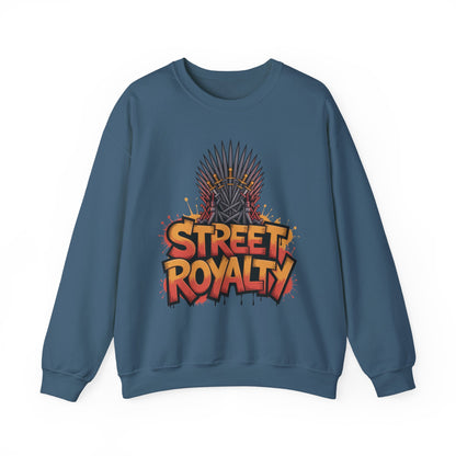 Street Royalty Men's Crewneck Sweatshirt, Graffiti Crown Graphic Pullover, Urban Streetwear Top for Men