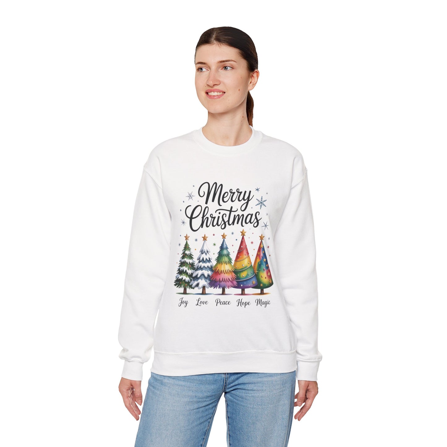 Merry Christmas Women's Sweatshirt, Joy Love Peace Hope Magic Pullover, Women's Heavy Blend™ Crewneck Sweatshirt