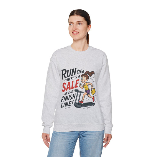 Run Like Theres a SALE at the Finish Line! Womens Sweatshirt, Funny Shopping Pullover, Treadmill Runner Gift for Her, Sale Humor Tee