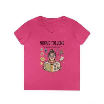 Nodus Tollens V-Neck T-Shirt, Women's Heavy Cotton Shirt, Latin Words, Moods & Modes, Self-Awareness, Quirky Humor Shirt